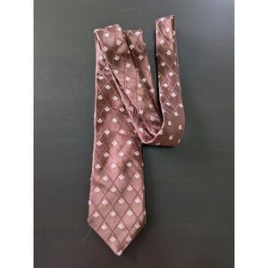 Ike Behar Brown Floral Jacquard Tie Silk USA Made 60"
